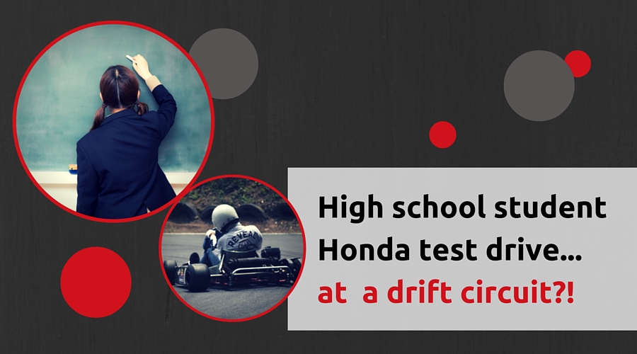 High school student Honda test drive… at the circuit.